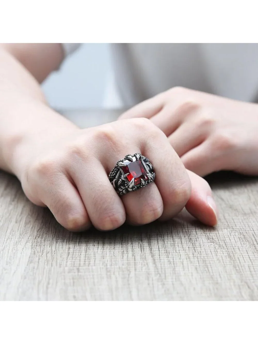 Gothic Punk Devil's Eye Ring for Men - Stainless Steel Biker Jewelry Gift